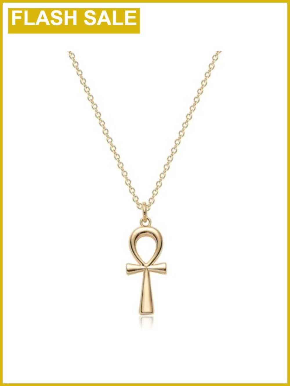 14K Gold Plated Ankh Cross Pendant Necklace for Women Dainty Cubic Zirconia